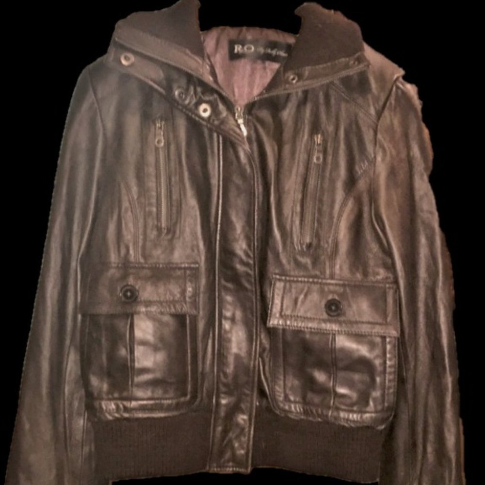 Vintage Reilly Olmes Soft Chocolate Brown Leather Bomber Jacket Size M / L